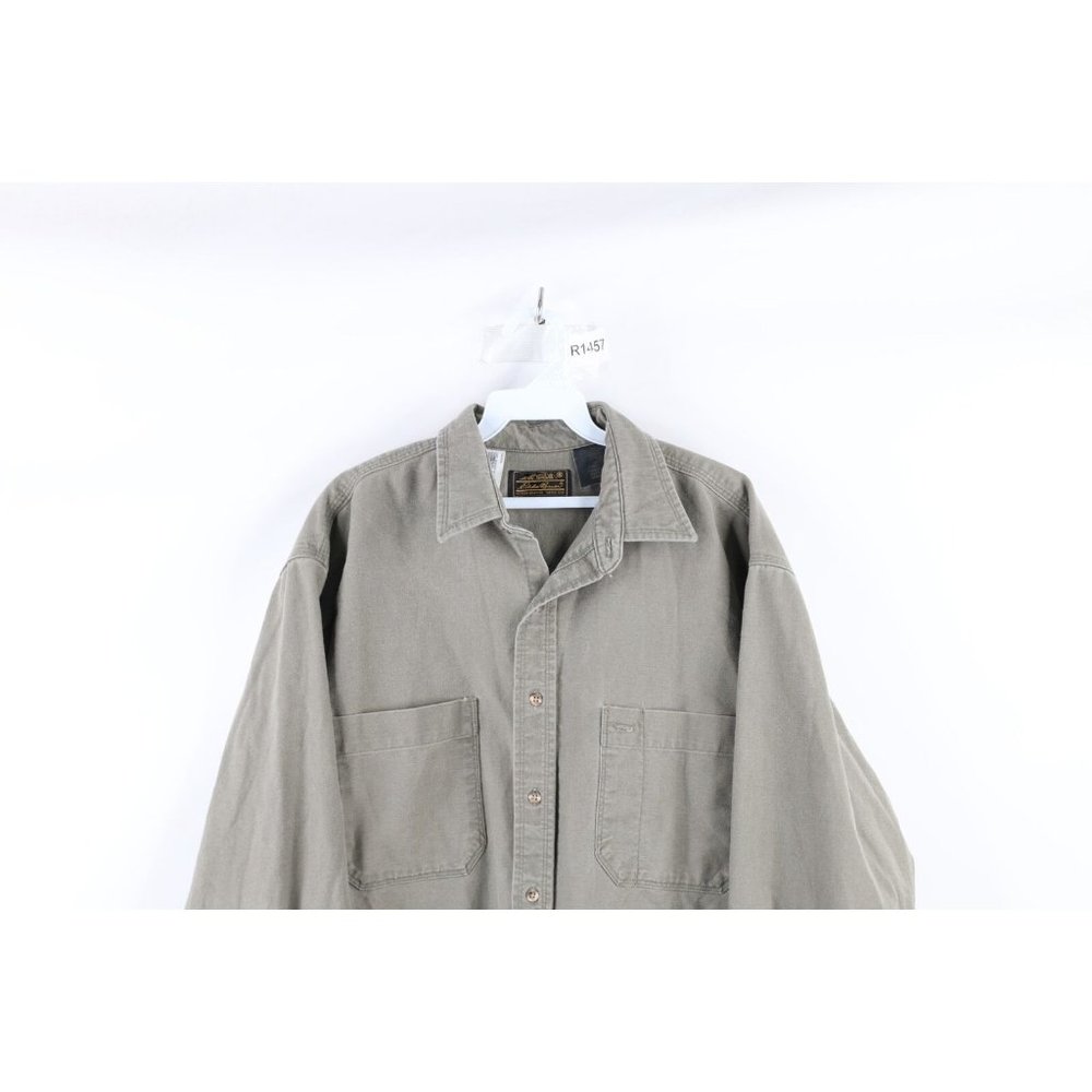 Vintage 90s Eddie Bauer Mens Large Faded Heavyweight Double Pocket Button Shirt - Picture 2 of 10